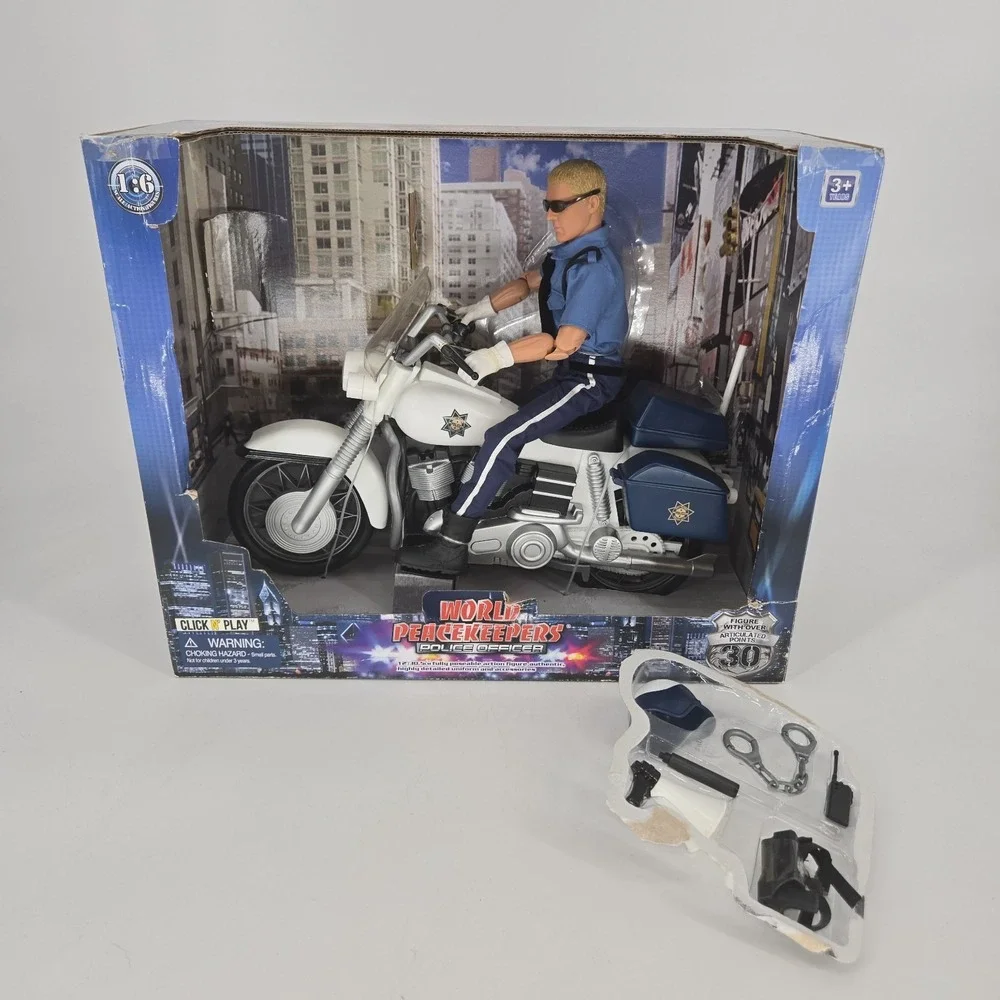 Click N Play World Peacekeepers Police Officer 1:6 12in Motorcycle Figure 30718